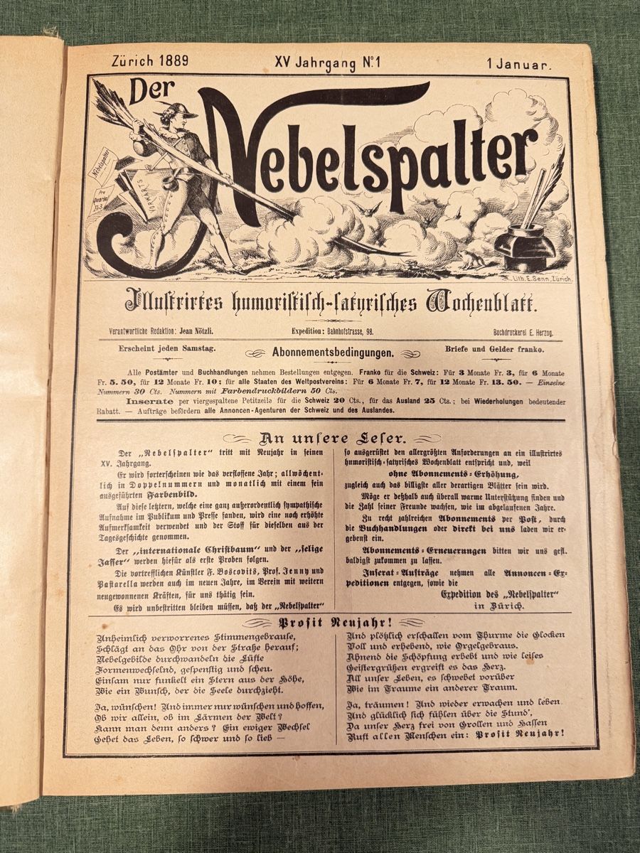 Bücher: Nebelspalter antik gebunden 1889 – Gebraucht aus Rüdlingen von Lichee 1