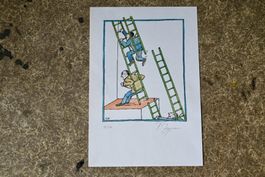 Estampe originale "L'ascenseur social" de Tomy Ungerer numér