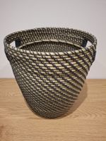 Korb geflochten schwarz beige rund guter Zustand