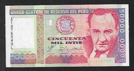 Peru  50.000  Intis  1988  Bankfrisch
