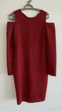 Damen Kleid rot schulterfrei mit Schnürung am Rücken