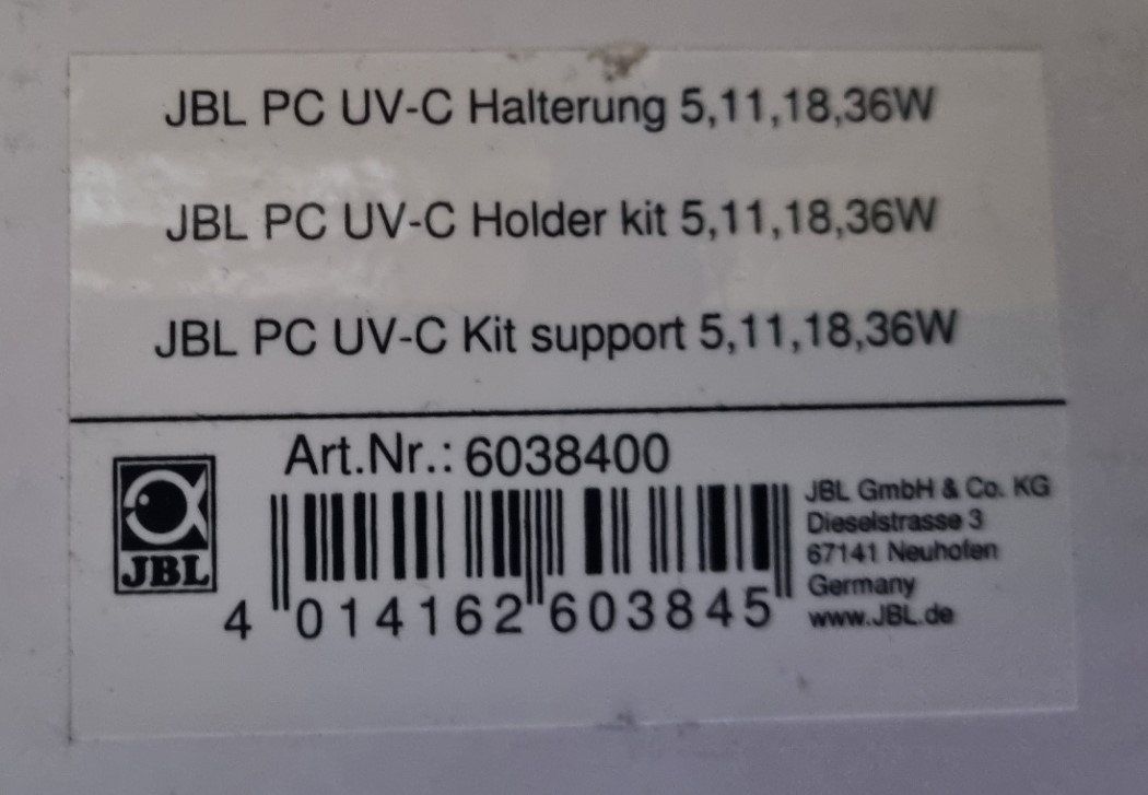JBL Filtri: JBL Halterung  PC UV-C 5,11,18,36 W – Nuovo (secondo la descrizione) da Unterengstringen venduto da Panther 3