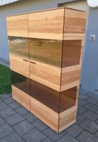 Hartmann Massivholz Pecano Vitrine Pecan Nuss Gebürstet Glas