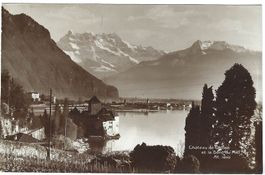 AK Chateau de Chillon et la Dent du Midi gelaufen