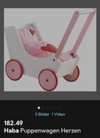 Haba Holzpuppenwagen mit Garnitur