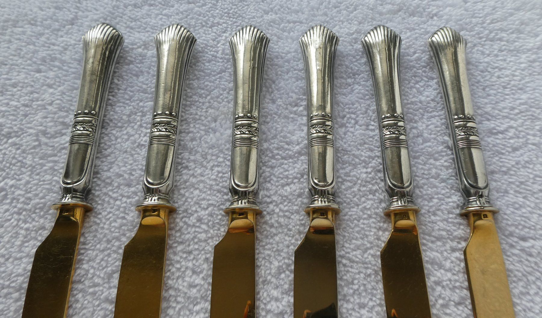 Posate: Obstmesser 800 Silber golden Messer Lorbeerkranz – Usato da Frauenfeld venduto da Astra13 3