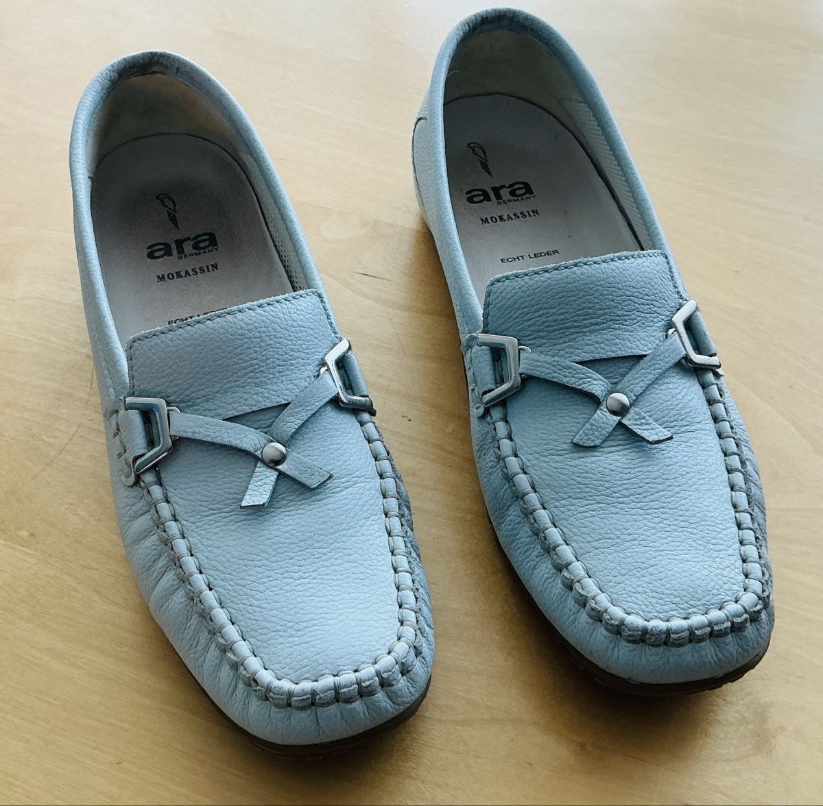 Ara Scarpe da donna: Ara Mokassin in hellblau aus echtem Leder Gr. 6 – Usato da Kreuzlingen venduto da LoveTheSea