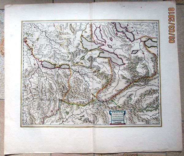 Landkarten & Atlanten: Aargau  Kupferstichkarte um 1630 – Gebraucht aus Rafz von Helvet32