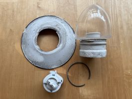 Antike Buson Deckenlampe, Stalllampe Kolbenglas antik