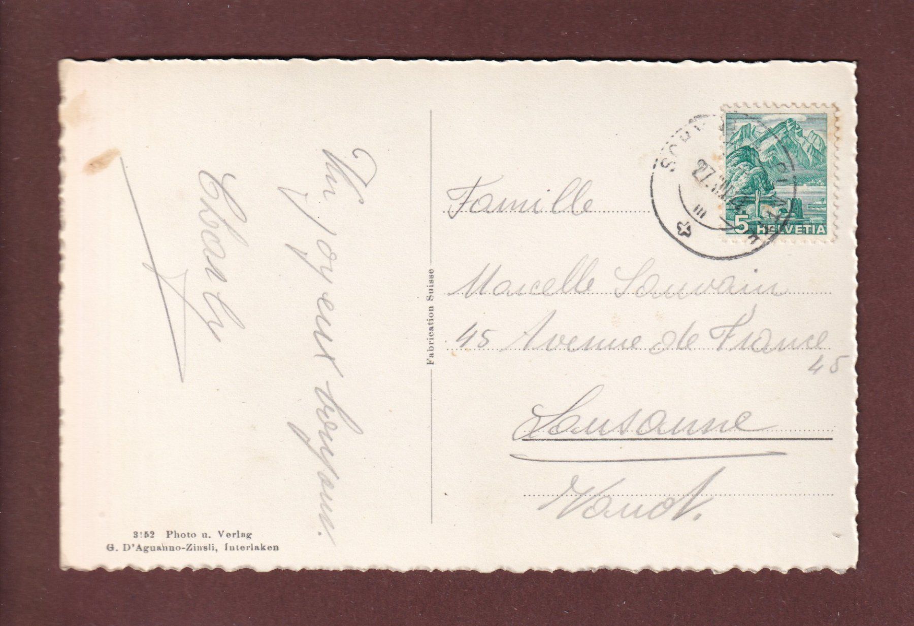 Cartoline postali: SCHYNIGE PLATTE - Jungfrau - Edelweiss – Usato da Pully venduto da nicecards 1