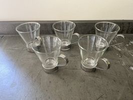 5 Bormioli Rocco Ypsilon Espresso Tasse mit Edelstahlgriff