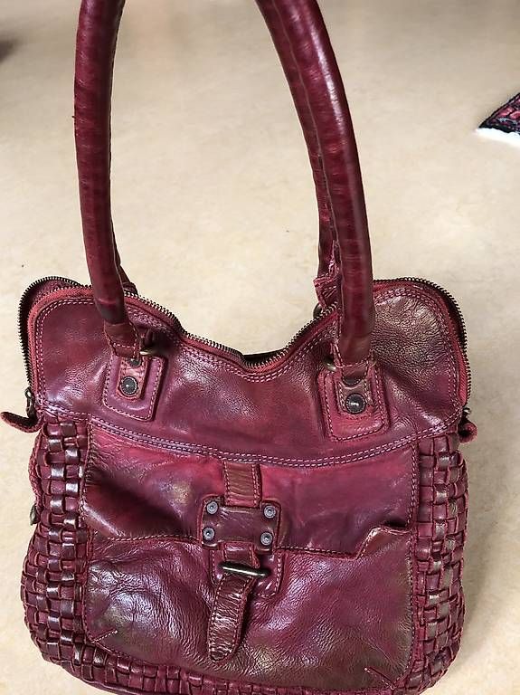 Borse da donna: Lederhandtasche rot/chrom design speziell – Usato da Meiringen venduto da Bignoddy