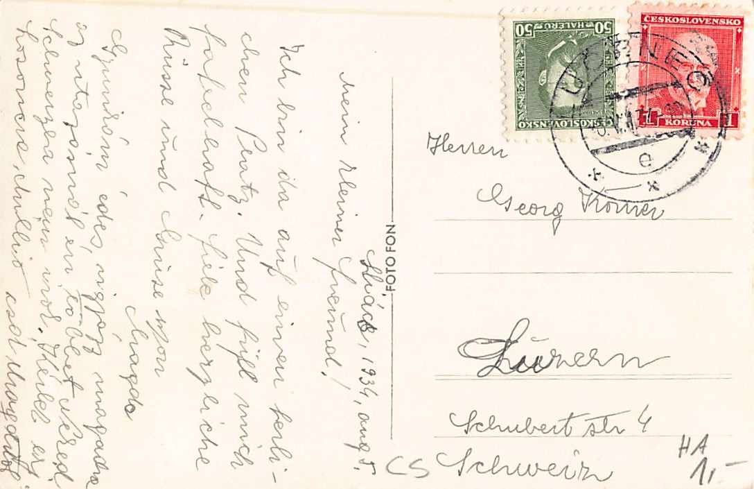Cartoline postali: EXOTISCHE Ansichtskarte 4x TSCHECHOSLOWAKEI u.a. mit Hitler – Usato da Lufingen venduto da TopAnsichtskarten 7