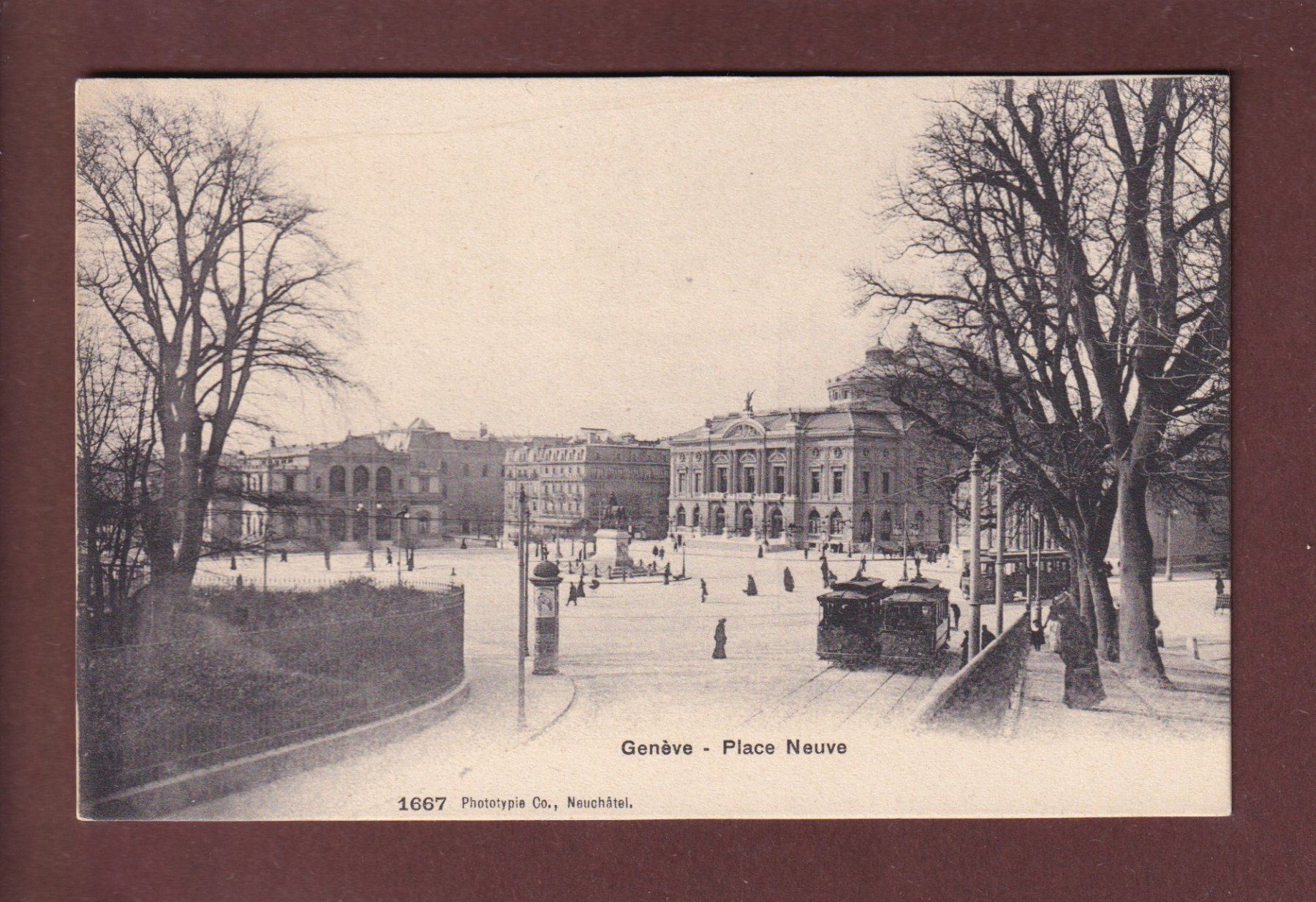Cartoline postali: GENEVE - Place Neuve - Tram – Usato da Pully venduto da nicecards