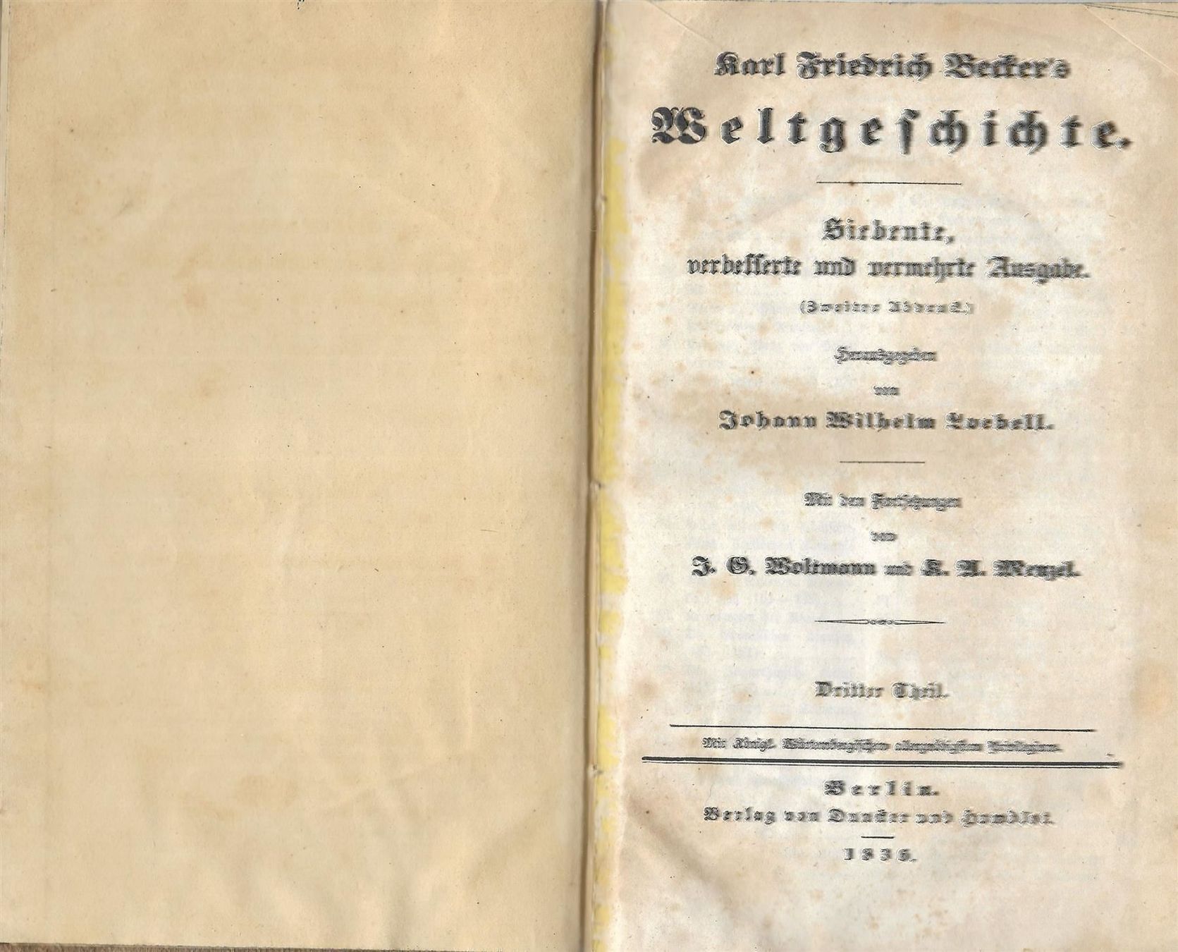 Bücher: Karl Friedrich Becker's Weltgeschichte 1836 – Gebraucht aus Bern von Grindelwaldaus