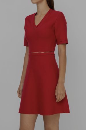 Twinset Red Knit Midi Dress