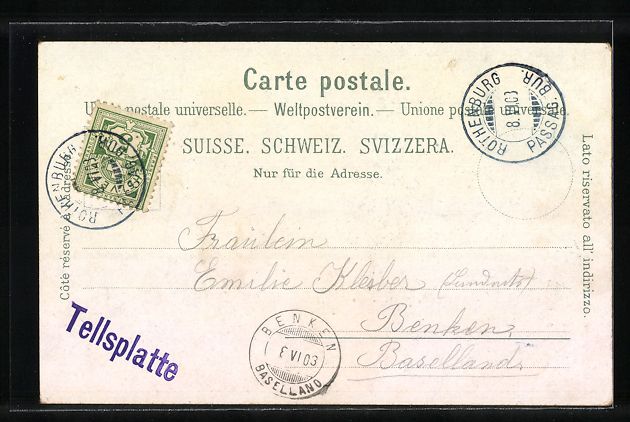 Cartoline postali: Litho Sisikon, Tellsplatte am Vierwaldst – Usato da Berlin venduto da bartko-reher 1