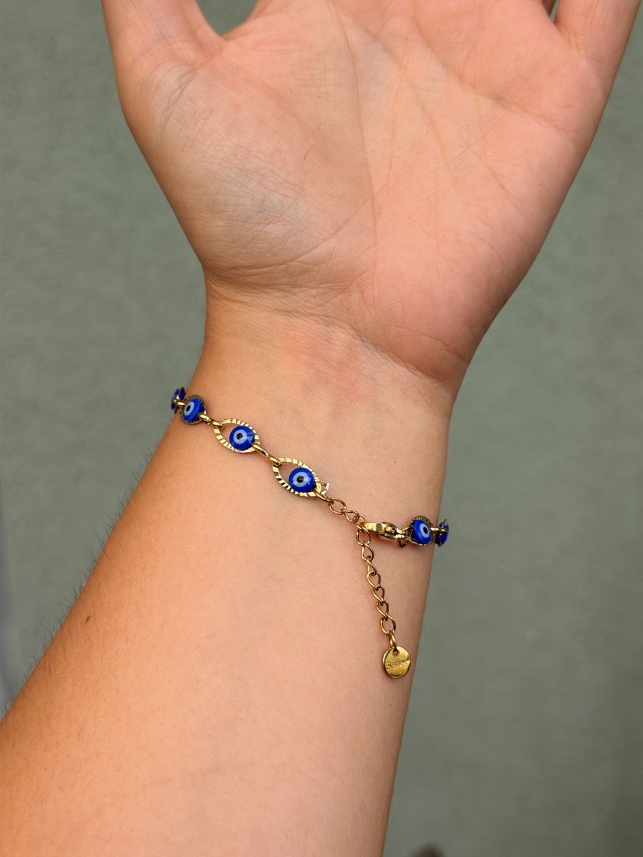Bracciali & Braccialetti: Bracelet œil bleu en acier inoxydable  – Nuovo e nell'imballaggio originale da Le Lignon venduto da Ana2831 1
