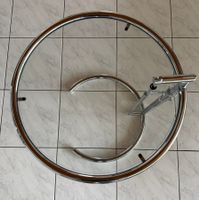 Runder Glastisch mit Chromgestell, Design-Klassiker,