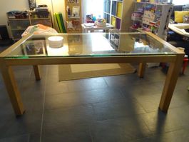 Massiv Tisch Glass/Holz 180x90x75 cm zu verkaufen