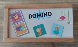 Kinderspiel Holz Domino mit Tiermotiven