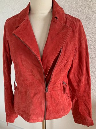 TCHIBO Damen Wildleder Jacke, Gr. 38, Orange