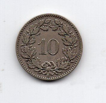 Tutti le monete: (2079) CH, 10 Rappen 1875, vz – Usato da Rüthi (Rheintal) venduto da erdnuessli1 1