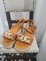Sandaletten Leder cognac Grösse 38 Plateau modische Schuhe