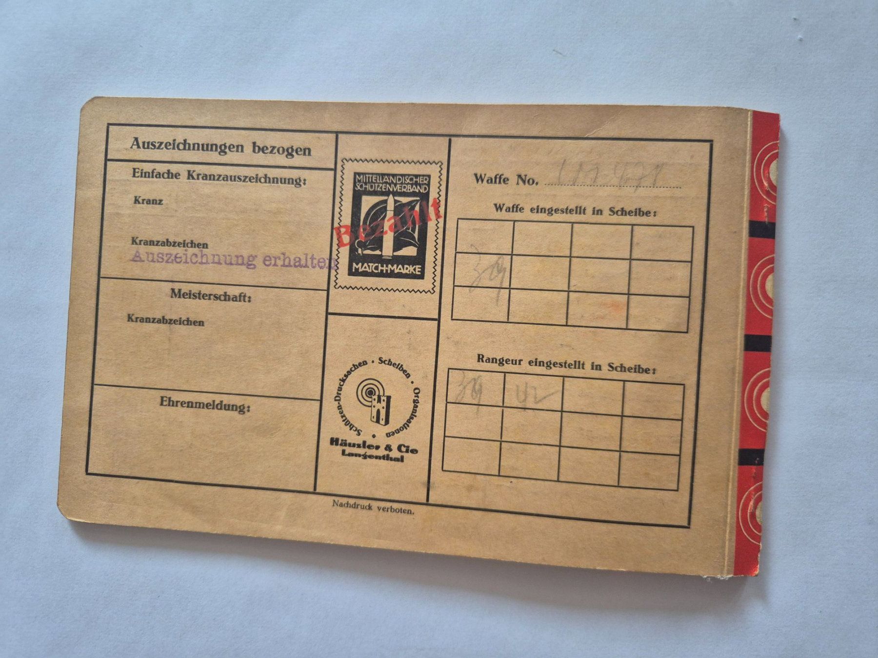 Documenti: Schiessbüchlein Landesschiessen Bern 1936 – Usato da Langendorf venduto da zvonu161 1