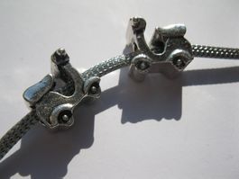 2 Grosslochperlen, Beads, Metallperle Vespa