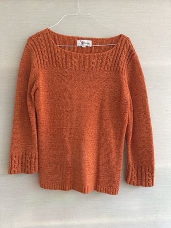 Damen Pullover orange T2 Strick Details