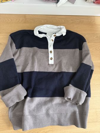 H&M Rugby Pullover gestreift blau grau Grösse XS