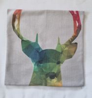 Neuer Kissen Bezug mit bunten Hirschkopf mustern 40x40 cm