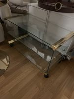 Edles Glas Servierwagen mit Messing-Details, top Zustand