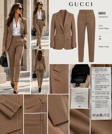 Gucci Tailored Suit Camel Beige Size 38 New Condition