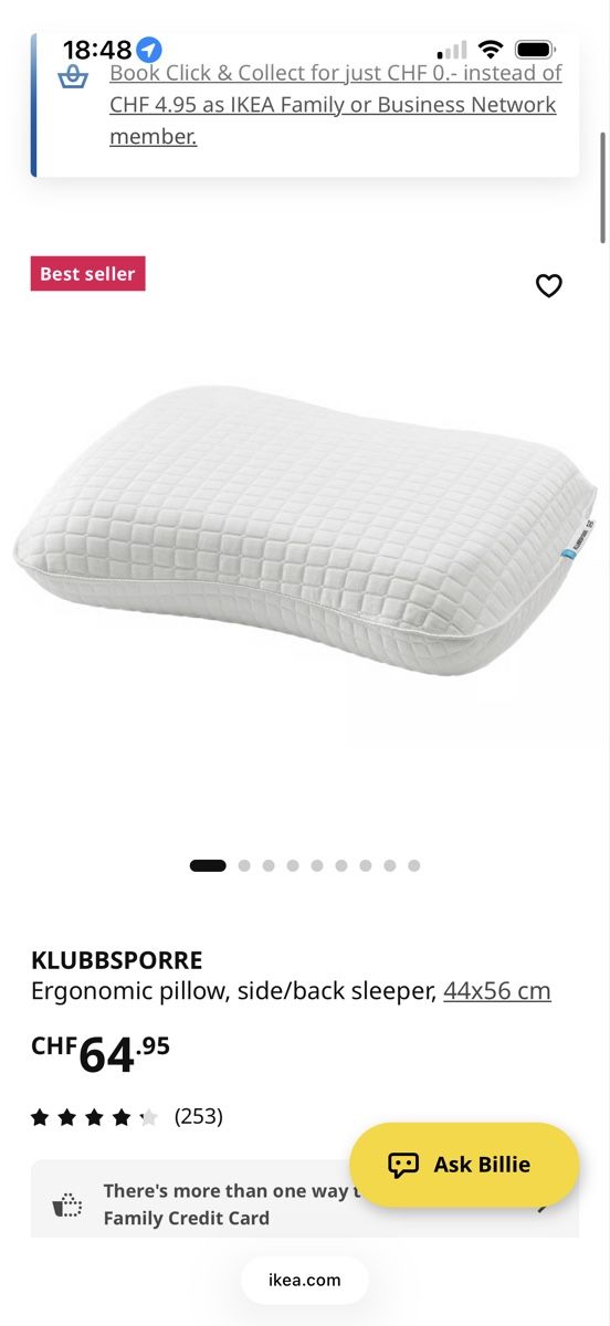 Ikea Coussins: IKEA Klubbsporre Ergonomic Pillow – D'occasion à Oberengstringen par vic_g7hf 2