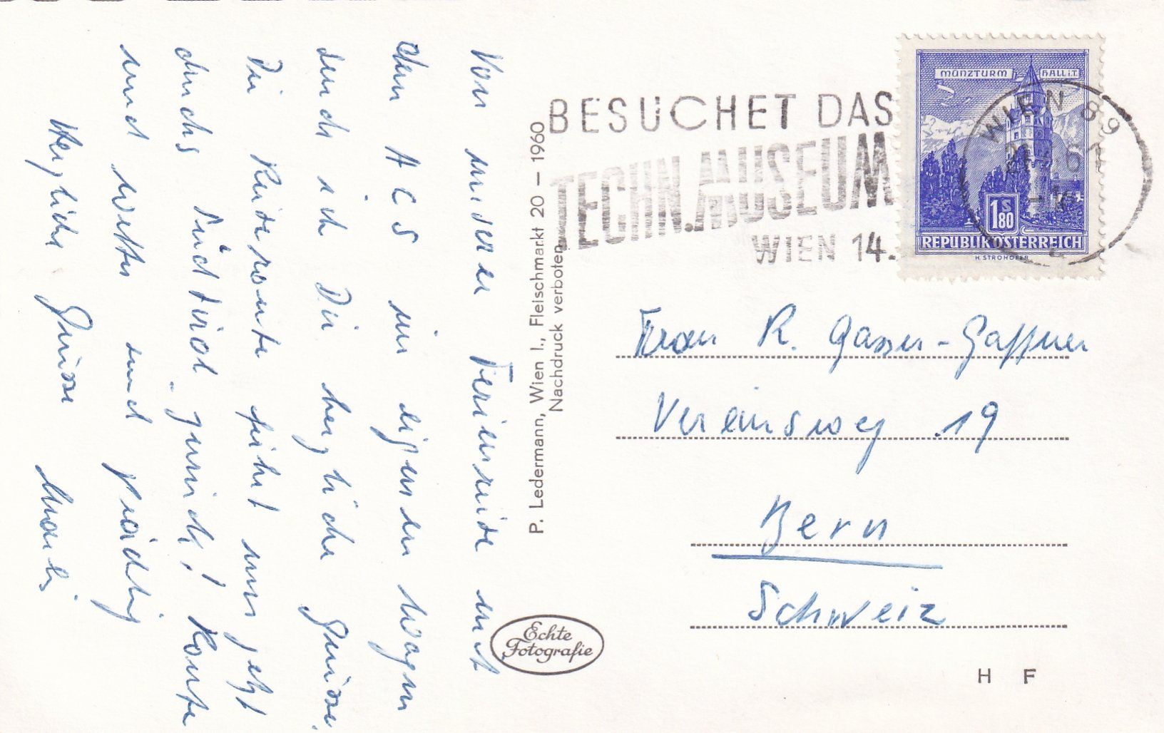 Cartoline postali: Wien (Blick vom Ringturm) /mp – Usato da Hombrechtikon venduto da Rudolf07 1