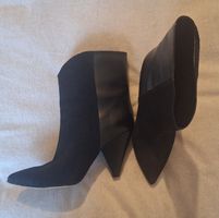 Bottines en cuir et daim noir, taille 38, talon conique
