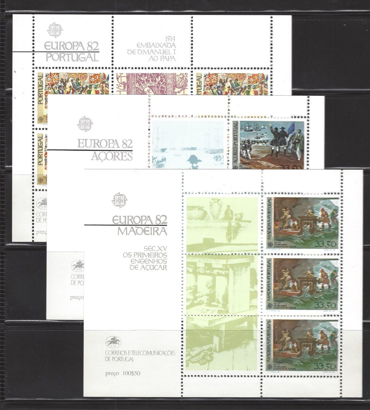 Alle Briefmarken: 1982 CEPT 3 BLÖCKE PORT. AZOREN MADEIRA – Gebraucht aus Watt von phila13