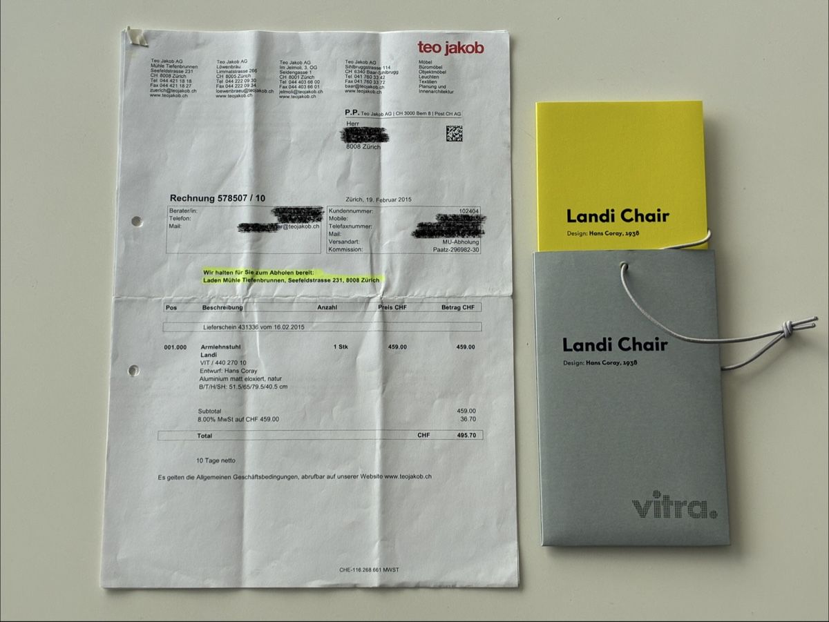 Vitra Sedie: Vitra Landi Stuhl Hans Coray – Usato da Zürich venduto da ZHCC 2