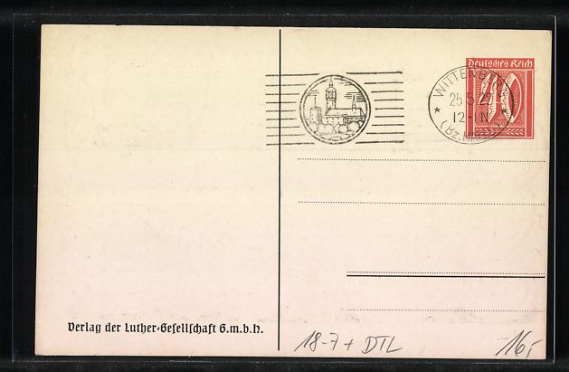Ganzsachen: Wittenberg / Lut, Deutscher Evangelische – Gebraucht aus Berlin von bartko-reher 1