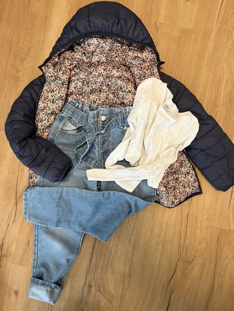 Set Mädchen Gr. 122/128: Wende-Jacke, Hose, Shirt!