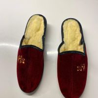 Warme Hausschuhe/ Pantoffeln, bordeauxrot, Grösse 41