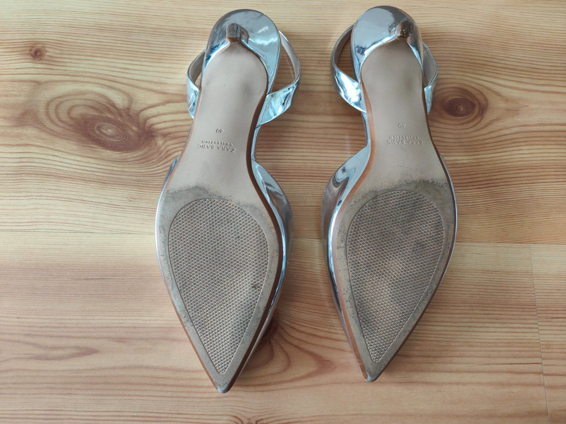 Zara Damenschuhe: Silbrige Slingbacks mit Kittenheel (Zara Basic) 40 – Gebraucht aus Thun von flower0211 2
