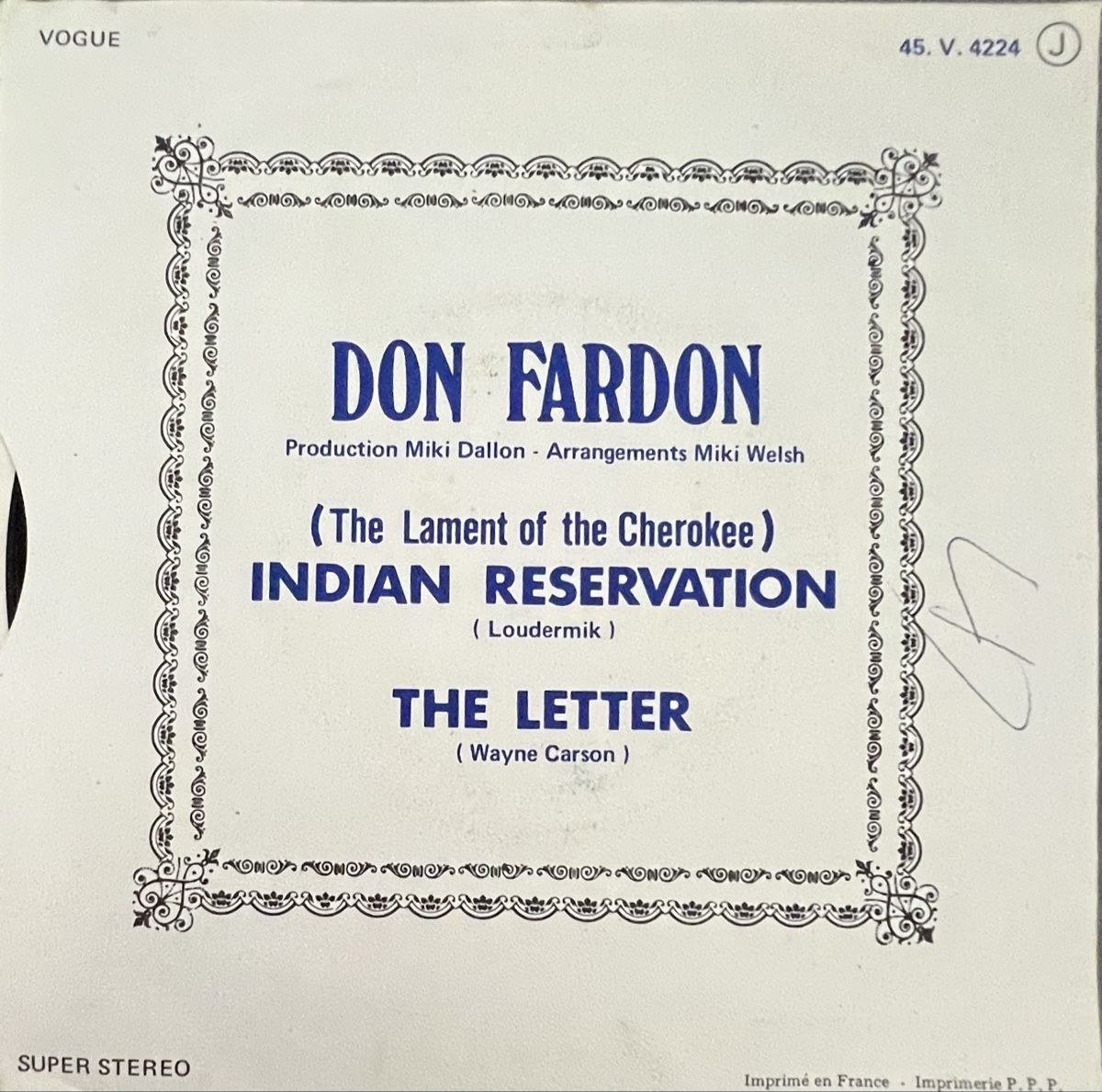 Schallplatten: DON FARDON - INDIAN RESERVATION  – Gebraucht aus Horw von Belowzero0 1