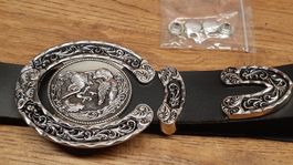 Western Rodeo Gürtel & Gürtelschnalle Hufeisen NEU