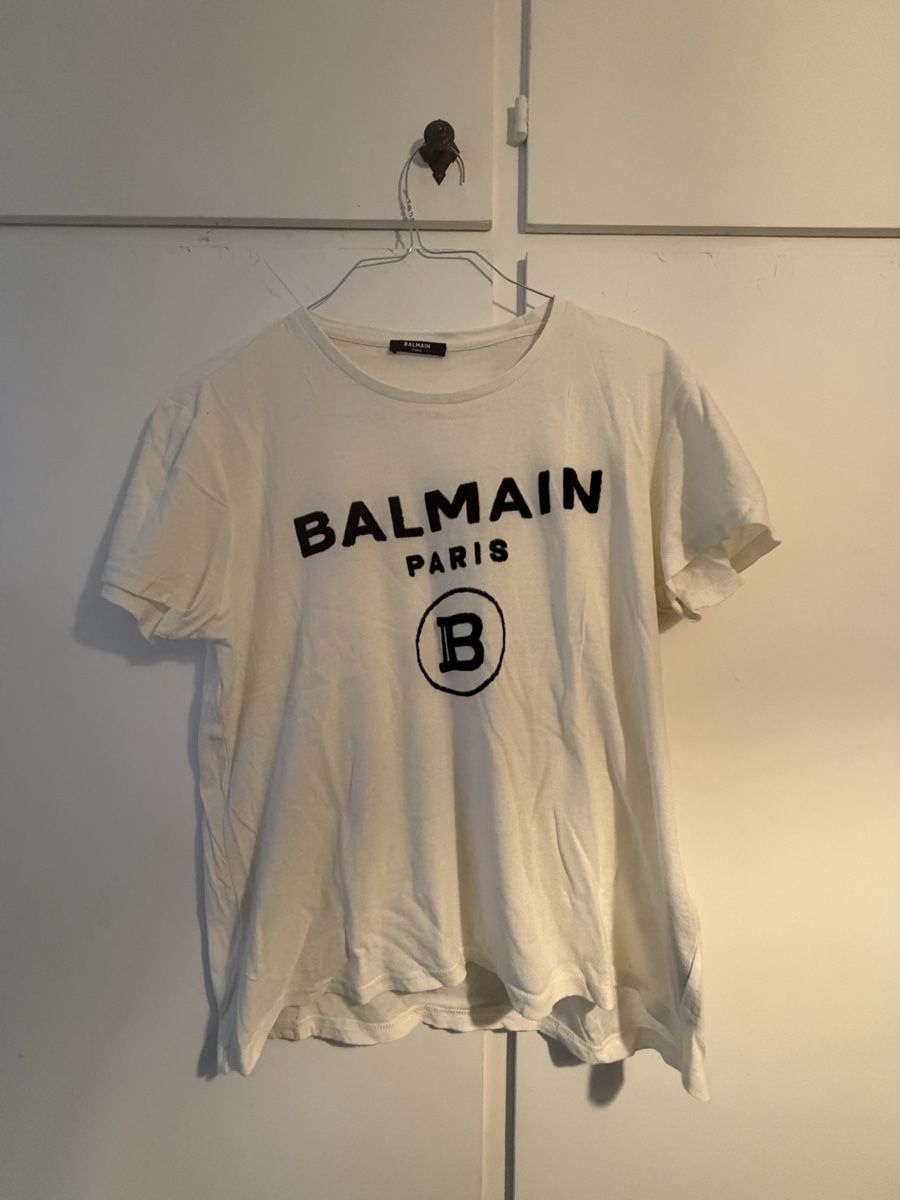 Balmain T-shirt: Maglietta Balmain Paris Uomo M cotone bianco – Usato da Lugano venduto da can_xdd8