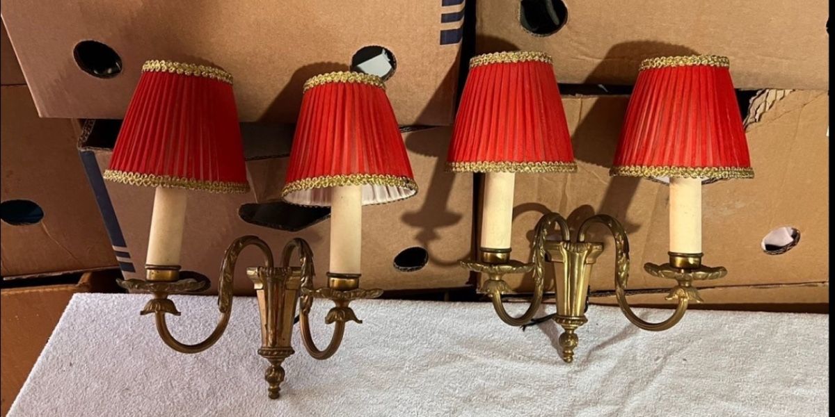 Lampade: Wunderschöne vintage Messing Wandlampe zweiarmige – Usato da Trasadingen venduto da Kaffee.mann
