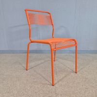 Stahlrohr Spaghetti Stool Gartenstuhl orange Garten Stuhl