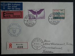 1941 Flugpost Brief Buochs nach Luzern   R-Brief